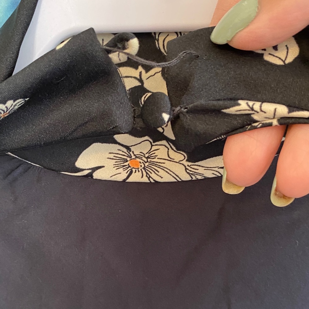 Free People Black and Cream Floral Backless Dress - Picture 10 of 14